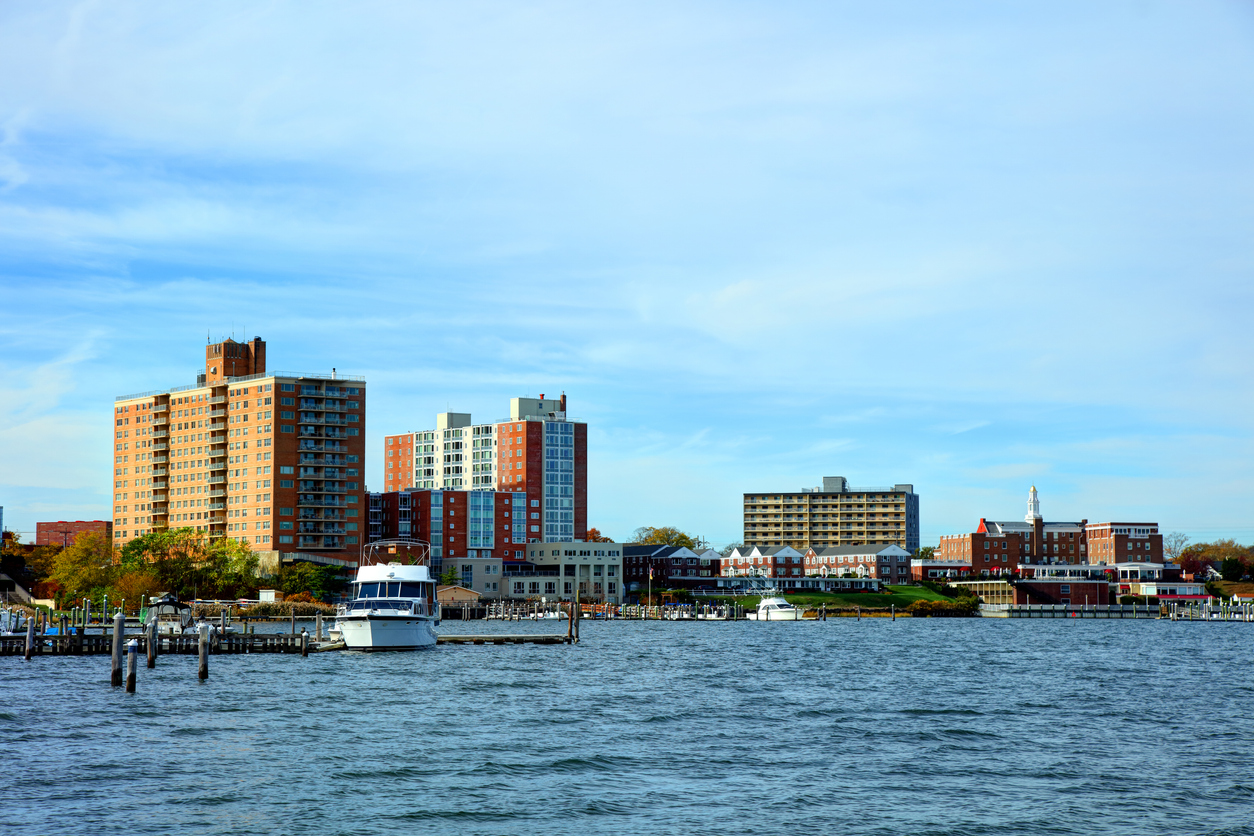  View of Red Bank in Monmouth County, New Jersey, incorporated in 1908 and located on the Navesink River.